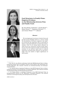 Goal Structures in Family Firms: Empirical Evidence on the Relationship between Firm and Family Goals