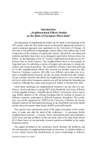Neighbourhood Effects Studies on the Basis of European Micro-data