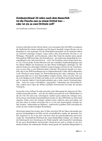 Ostdeutschland 20 Jahre nach dem Mauerfall: Ist die Flasche nun zu einem Drittel leer – oder ist sie zu zwei Dritteln voll?