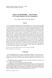 Exports and Profitability – First Evidence for German Business Services Enterprises