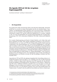 Die Agenda 2010 als Teil der rot-grünen Regierungspolitik