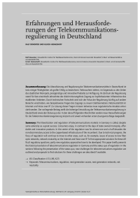 Erfahrungen und Herausforderungen der Telekommunikationsregulierung in Deutschland
