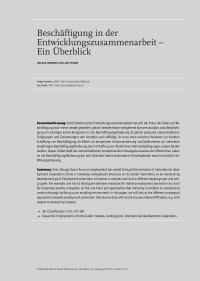 Beschäftigung in der Entwicklungszusammenarbeit – Ein Überblick