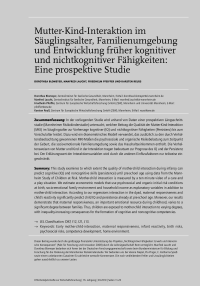 Mutter-Kind-Interaktion im Säuglingsalter, Familienumgebung und Entwicklung früher kognitiver und nichtkognitiver Fähigkeiten: Eine prospektive Studie