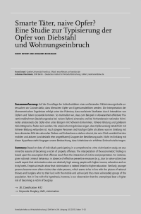 Smarte Täter, naive Opfer? Eine Studie zur Typisierung der Opfer von Diebstahl und Wohnungseinbruch