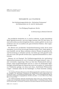 Testamente als Politikum. Die Publikationsgeschichte der “Politischen Testamente“ der Hohenzollern im 19. und 20. Jahrhundert