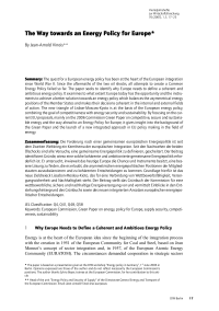 The Way towards an Energy Policy for Europe