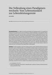 Die Vollendung eines Paradigmenwechsels: Vom Lebensstandard zur Lebensleistungsrente