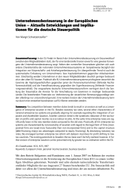 Unternehmensbesteuerung in der Europäischen Union – Aktuelle Entwicklungen und Implikationen für die deutsche Steuerpolitik