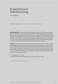 Evidenzbasierte Politikberatung