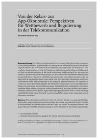 Von der Relais- zur App-Ökonomie: Perspektiven für Wettbewerb und Regulierung in der Telekommunikation