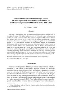 Impact of Federal Government Budget Deficits on the Longer Term Real Interest Rate in the U.S.: Evidence Using Annual and Quarterly Data, 1960–2013