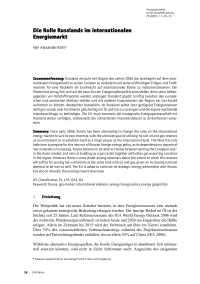 Die Rolle Russlands im internationalen Energiemarkt