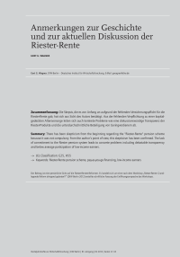 Anmerkungen zur Geschichte und zur aktuellen Diskussion der Riester-Rente