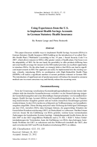 Using Experiences from the U.S. to Implement Health Savings Accounts in German Statutory Health Insurance