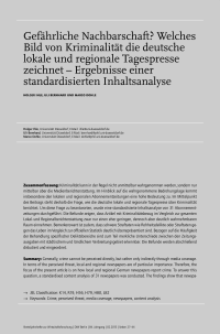 Gefährliche Nachbarschaft? Welches Bild von Kriminalität die deutsche lokale und regionale Tagespresse zeichnet – Ergebnisse einer standardisierten Inhaltsanalyse