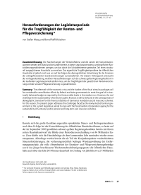 Herausforderungen der Legislaturperiode für die Tragfähigkeit der Renten- und Pflegeversicherung