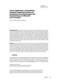 Armut, Ungleichheit, wirtschaftliche Schwäche? Empirische Evidenz und methodische Herausforderungen zum Zusammenhang von Ökonomie und Terrorismus