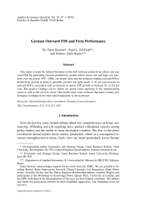 German Outward FDI and Firm Performance