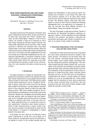 Early Career Experiences and Later Career Outcomes: Comparing the United States, France, and Germany