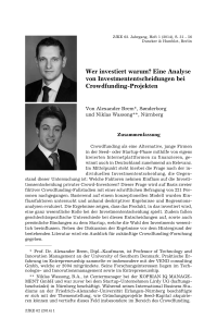 Wer investiert warum Eine Analyse von Investmententscheidungen bei Crowdfunding-Projekten