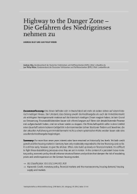 Highway to the Danger Zone – Die Gefahren des Niedrigzinses nehmen zu