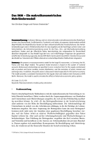 Das IMM – Ein makroökonometrisches Mehrländermodell