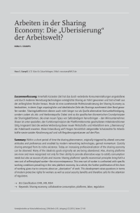 Arbeiten in der Sharing Economy: Die "Uberisierung„ der Arbeitswelt?