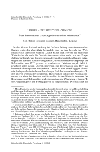 Luther –  Ein tüchtiger  Ökonom?  Über die monetären Ursprünge der Deutschen Reformation