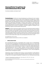 Steuerpolitische Perspektiven der Unternehmensteuerreform 2008