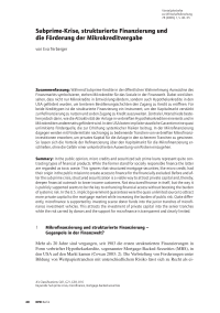 Subprime-Krise, strukturierte Finanzierung und die Förderung der Mikrokreditvergabe
