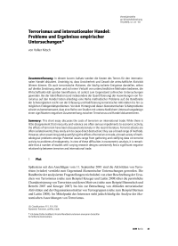 Terrorismus und internationaler Handel: Probleme und Ergebnisse empirischer Untersuchungen