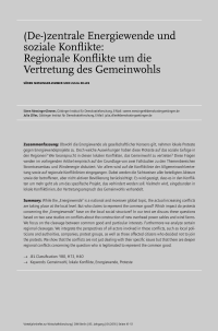 (De-)zentrale Energiewende und soziale Konflikte: Regionale Konflikte um die Vertretung des Gemeinwohls