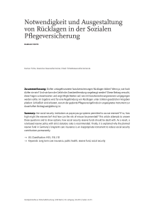 Notwendigkeit und Ausgestaltung von Rücklagen in der Sozialen Pflegeversicherung