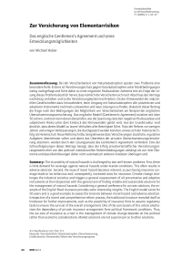Zur Versicherung von Elementarrisiken – Das englische Gentlemen's Agreement und seine Entwicklungsmöglichkeiten