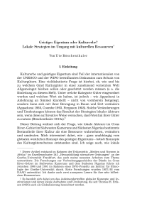 Geistiges Eigentum oder Kulturerbe Lokale Strategien im Umgang mit kulturellen Ressourcen