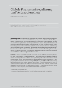 Globale Finanzmarktregulierung und Verbraucherschutz