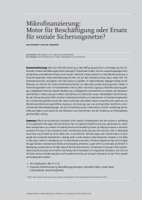 Mikrofinanzierung: Motor für Beschäftigung oder Ersatz für soziale Sicherungsnetze