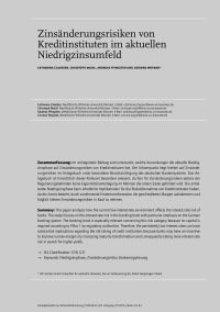 Zinsänderungsrisiken von Kreditinstituten im aktuellen Niedrigzinsumfeld