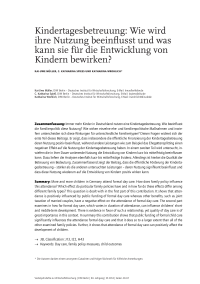 Kindertagesbetreuung: Wie wird ihre Nutzung beeinflusst und was kann sie für die Entwicklung von Kindern bewirken?