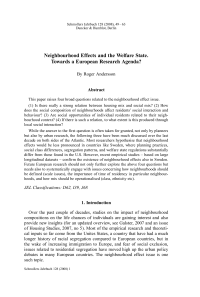 Neighbourhood Effects and the Welfare State. Towards a European Research Agenda?