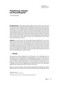 Globalisierung, Sicherheit und Wirtschaftspolitik