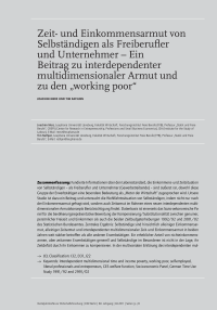 Zeit- und Einkommensarmut von Selbständigen als Freiberufler und Unternehmer – Ein Beitrag zu interdependenter multidimensionaler Armut und zu den “working poor“