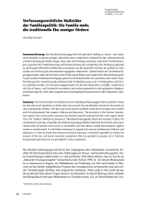 Verfassungsrechtliche Maßstäbe der Familienpolitik: Die Familie mehr, die traditionelle Ehe weniger fördern