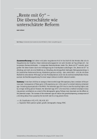 “Rente mit 67“ – Die überschätzte wie unterschätzte Reform