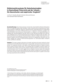 Risikotransfersysteme für Naturkatastrophen in Deutschland, Österreich und der Schweiz – Ein theoretischer und empirischer Vergleich