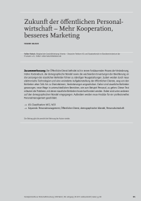 Zukunft der öffentlichen Personalwirtschaft – Mehr Kooperation, besseres Marketing