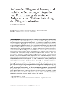 Reform der Pflegeversicherung und rechtliche Betreuung – Integration und Finanzierung als zentrale Aufgaben einer Weiterentwicklung der Pflegeinfrastruktur