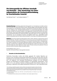 Die Heterogenität der Effizienz innerhalb von Branchen – Eine Auswertung von Unternehmensdaten der Kostenstrukturerhebung im Verarbeitenden Gewerbe