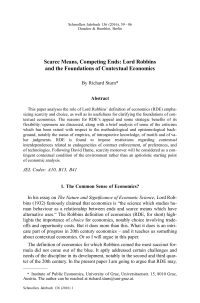 Scarce Means, Competing Ends: Lord Robbins and the Foundations of Contextual Economics